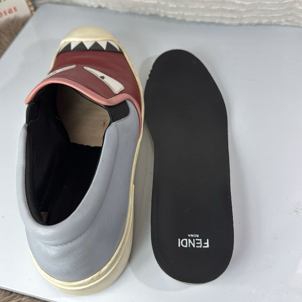 (N7) Fendi Monster leather slip-on sneakers, size 37, men's one shoe, right shoe - Picture 4 of 15